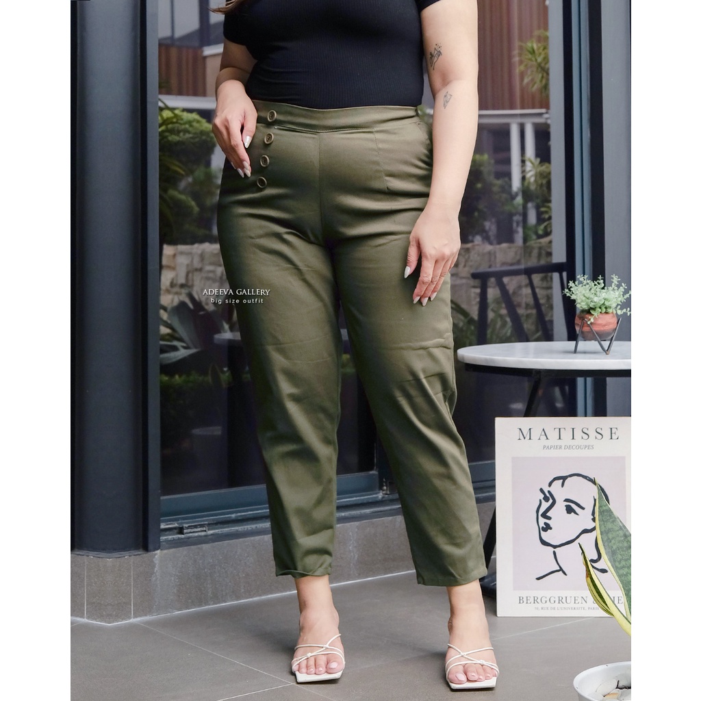 ADEEVA Comfi Pants Jumbo Celana Panjang Wanita Jumbo Katun Twill Stretch