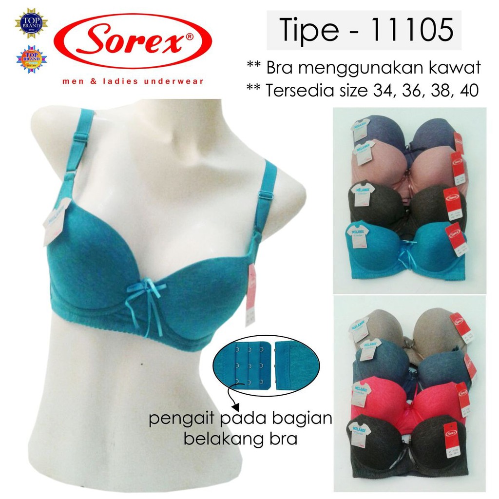 BRA / BH SOREX 11105 BASIC Busa Kawat Polos 3/4 cup Size 34 36 38 40  Wanita BK kait 3 harian daily