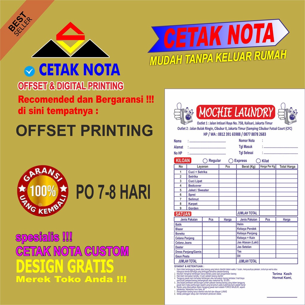 

Cetak Nota 2 ply (1/2 F NCR 5buku)