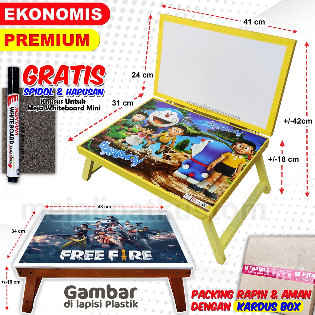 

meja belajar anak/meja belajar lipat+papan tulis/meja belajar karakter/meja belajar plus papan tulis/alas tulis anak lengkap 1 set/meja doraemon premium ekonomis
