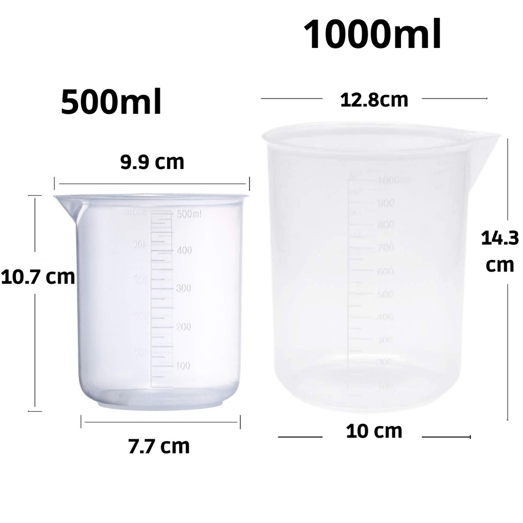 Plastic Beaker Gelas Takar Lab Kimia Laboratorium Gelas Kimia Plastik 25ML 50ML 100ML 500ML 1000ML