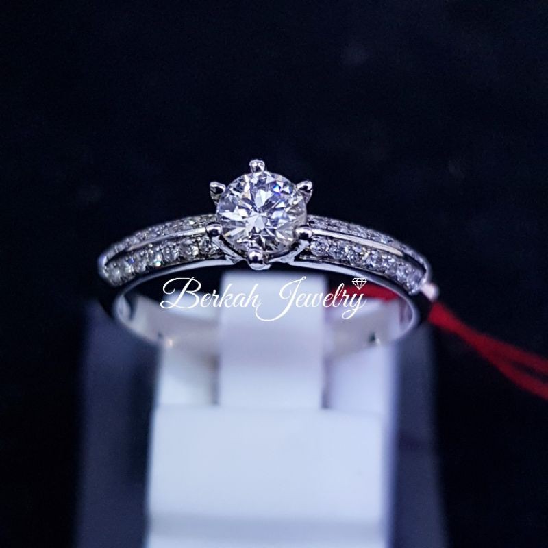 Cincin solitaire emas berlian asli natural diamond