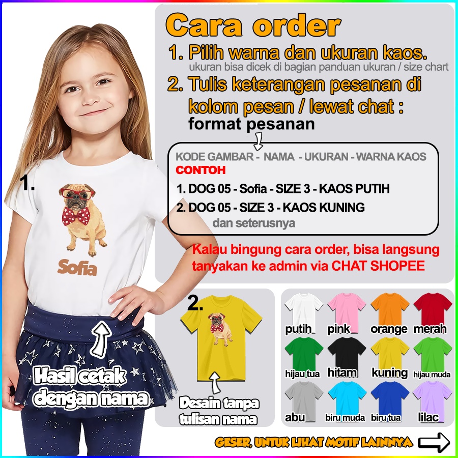 Baju Kaos ANAK DAN DEWASA DOG ANJING COUPLE (FREE NAMA)