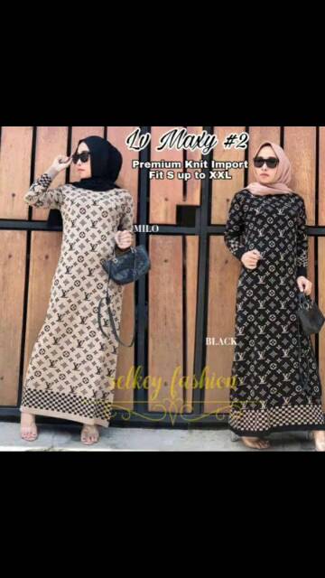 Maxi/Gamis rajut batik muslim/gamis kaos rajut fashion muslim/gamis rajut elvi real pict