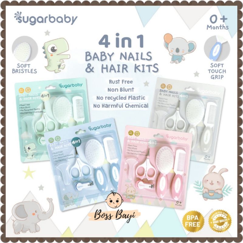 SUGARBABY 4in1 Baby Nails &amp; Hair Kits (Perlengkapan perawatan kuku &amp; rambut bayi)