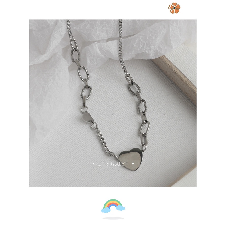 In hip hop berbentuk hati multi bagian kalung untuk Wanita cahaya mewah minoritas desain sederhana k