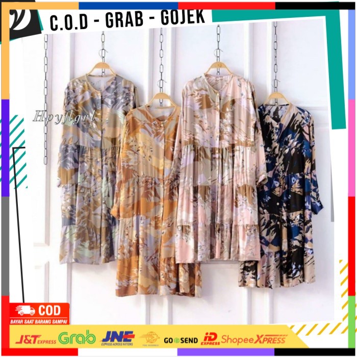 ✨ BISA COD ✨ Baju Panjang Wanita Long Tunic Chati Rayon Viscose Motif