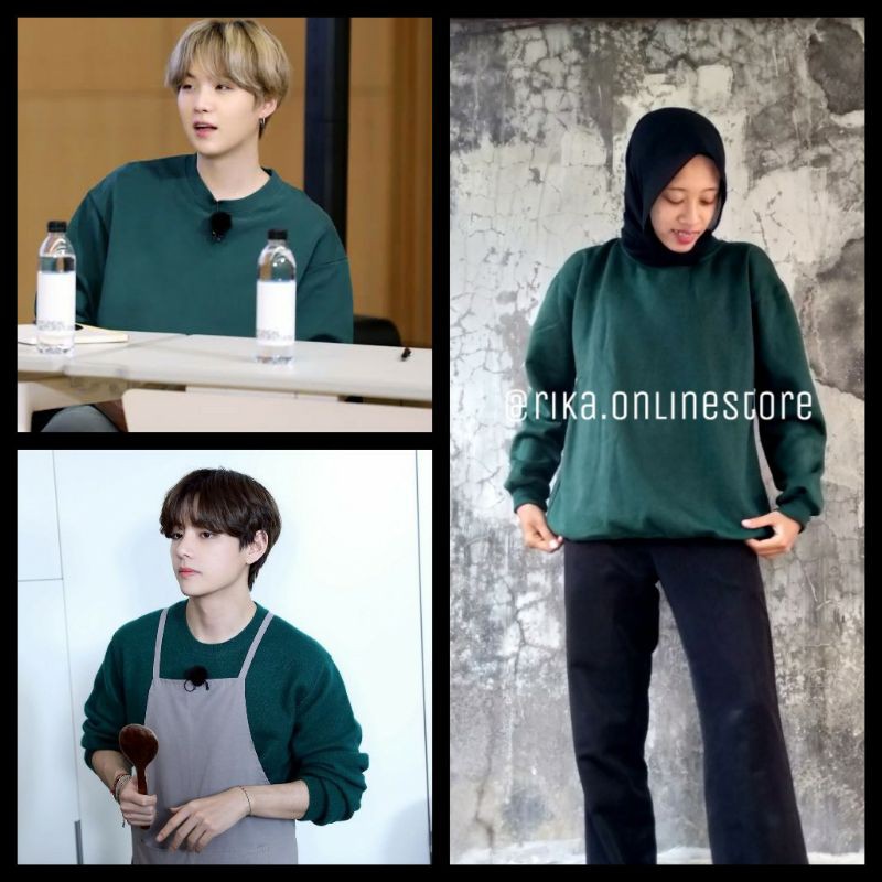 SWEATER DUPE GREEN BY SUGA RUN BTS 124 AVAILABLE SIZE M/L/XL