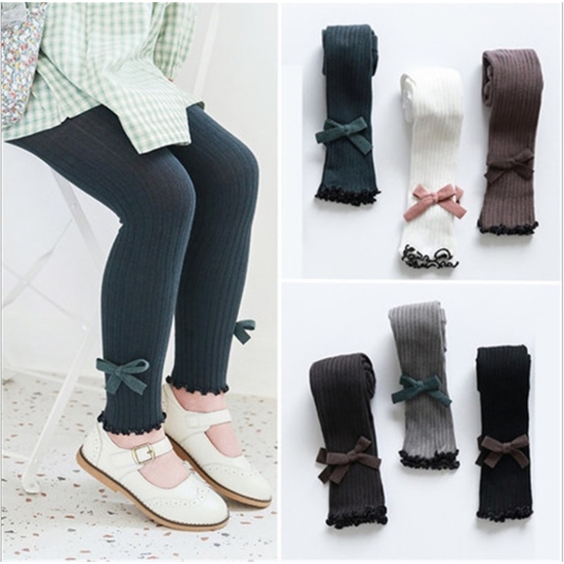 B11 Legging buka kaki anak / bayi import motif truffle dengan pita