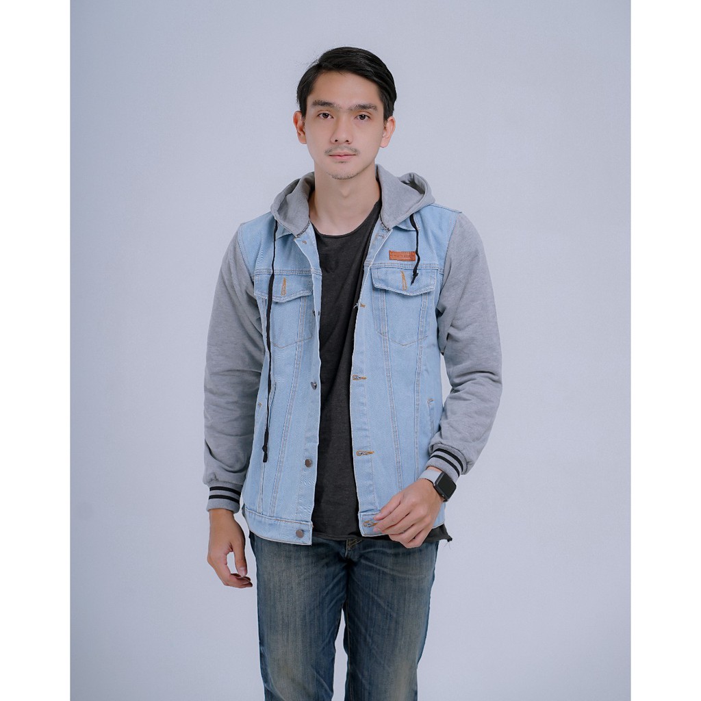 TERLARIS!!  JAKET JEANS PRIA / JAKET JEANS HOODIE FLEECE / JAKET JEANS PREMIUM TRENDY PREMIUM