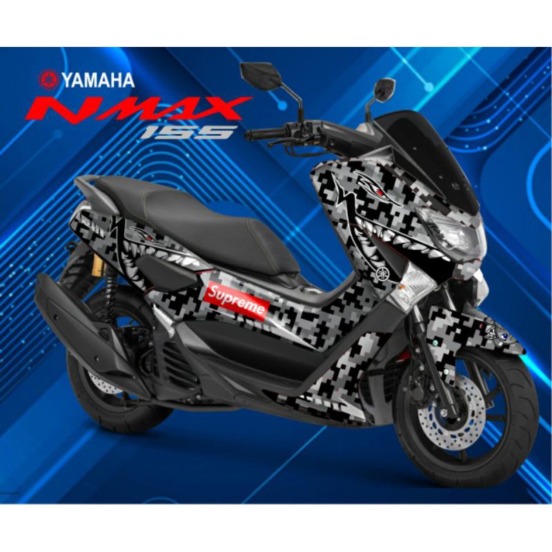 Decal NMAX 155 Shark Supreme abu hitam campur