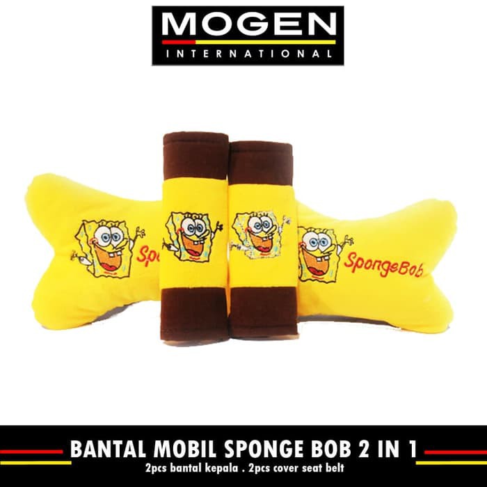 CAR SET BANTAL MOBIL SPONGEBOB AS H-38 / BANTAL JOK MOBIL 2 IN 1