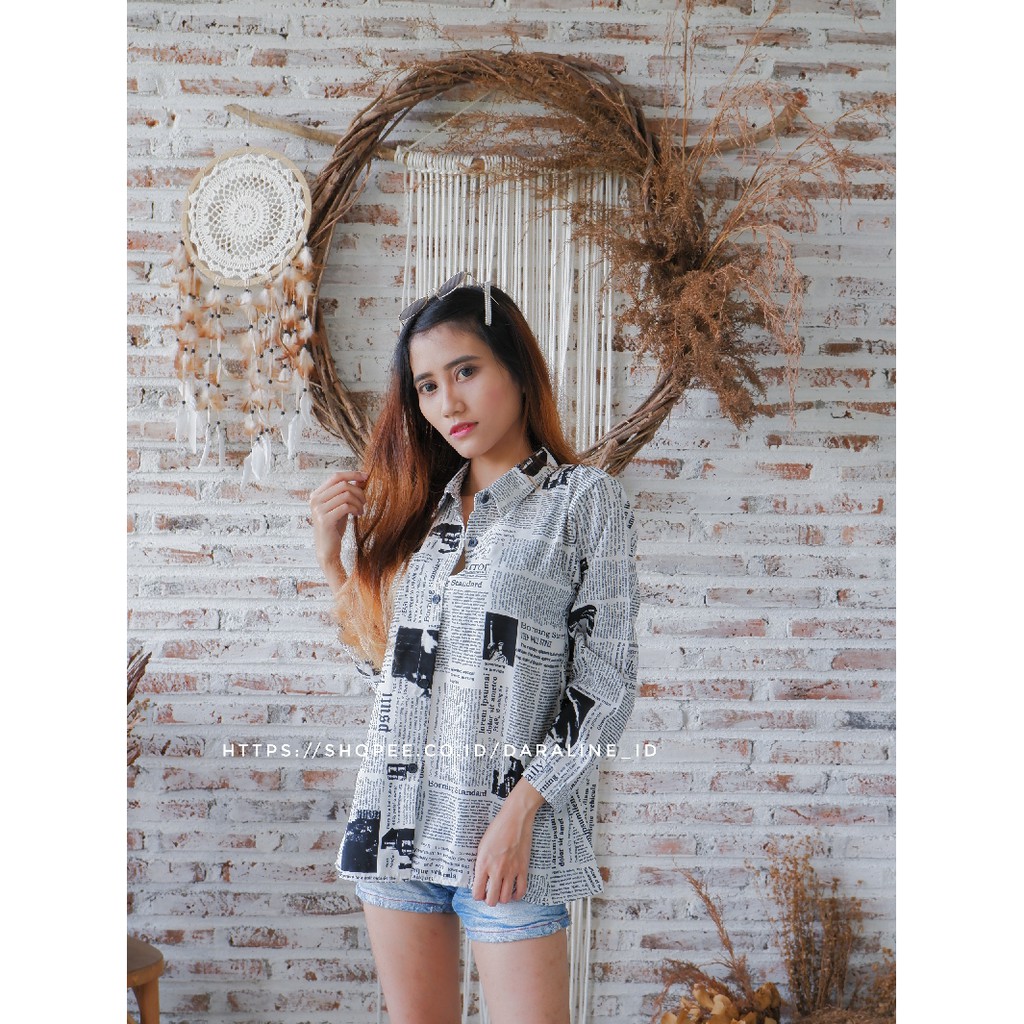 NEWSPAPER SHIRT BAJU KEMEJA MOTIF KORAN