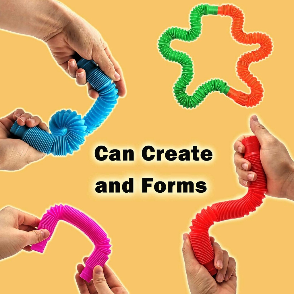 Fidget Bend Stretch Pull &amp; Pop Tubes Sensory Toys Fine Motor Skills Toy for Kids ADHD