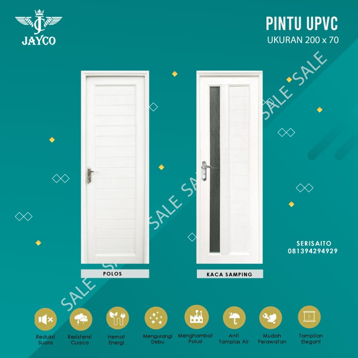 Pintu Kamar Mandi Upvc + Gagang / Kunci / Hendel /Handle