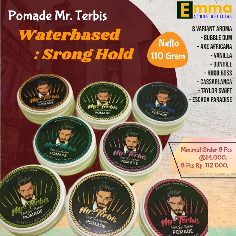 Pomade Waterbased 110 Gram Mr Terbis Free Sisir