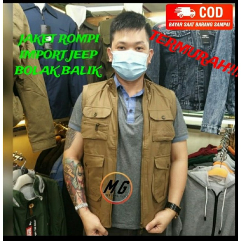 JAKET ROMPI JEEP IMPORT PREMIUM BOLAK BALIK FASHION TERBARU MOTOR LAKI LAKI PRIA