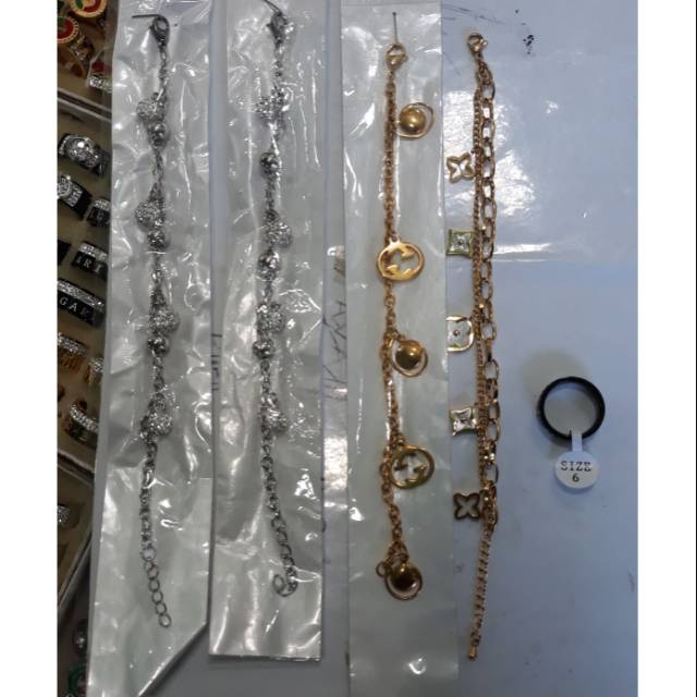 Gelang 4 + cincin + nama ukir + gelang lusin 1 besi putih ASLI TERNATE