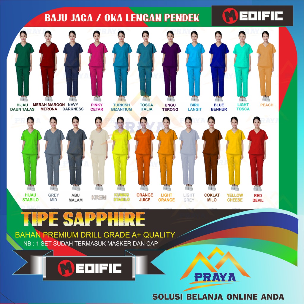 Size XXXL / 3XL / 4XL XXXXL Baju jaga Lengan PENDEK Baju Ok Baju Oka  Tipe Sapphire merk MEDIFIC