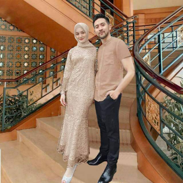 Gamis Couple Pasangan Sarimbit Muslim Gamis Kondangn Terbaru Wanita Sage Green Hijau Sage Dres Konda