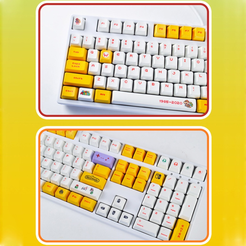 Btsg 123kunci OEM Keycaps PBT Dye-Sublimated Tema Kartun Untuk Saklar Filco/Duck MX