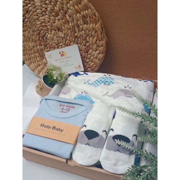 Hampers Selimut Premium | Kado Lahiran-HS-Standar Biru