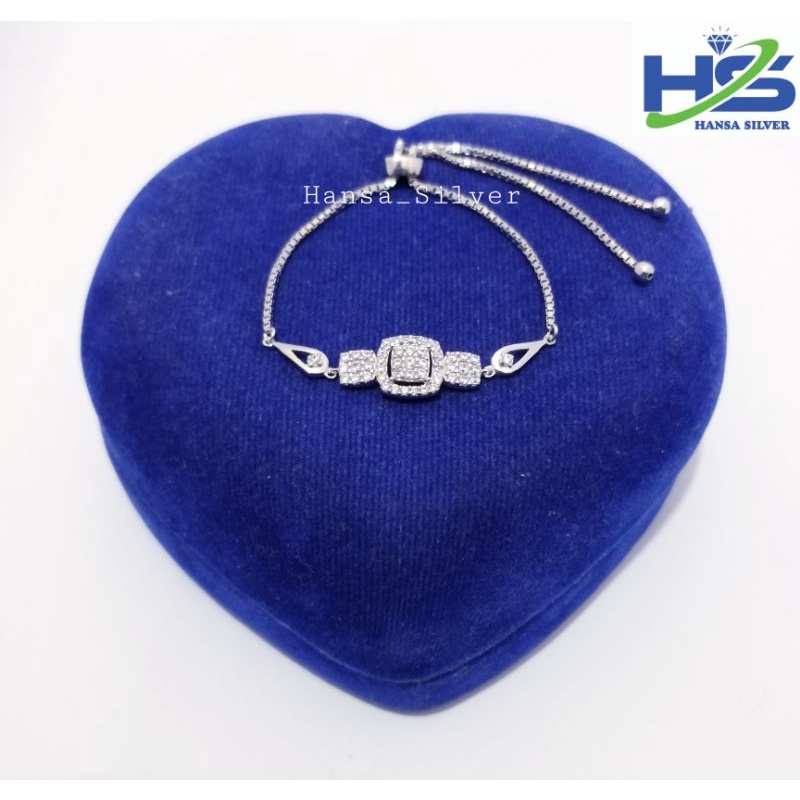 Gelang Perak Asli Tangan Wanita Silver 925 Lapis Emas Putih Model Serut - Perak Asli 925 Anti Karat