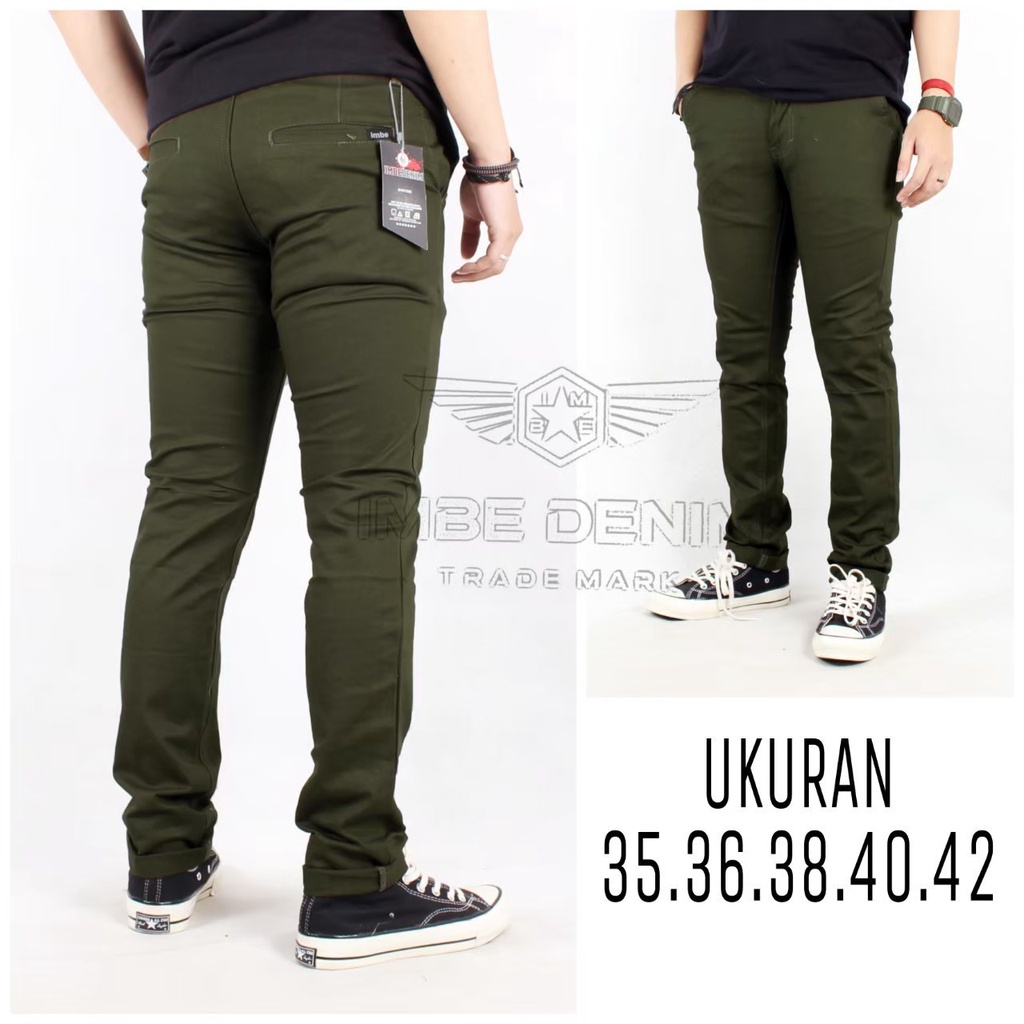 CELANA PRIA CHINO PANJANG JUMBO BIG SIZE ORIGINAL IMBE DENIM - KREAM