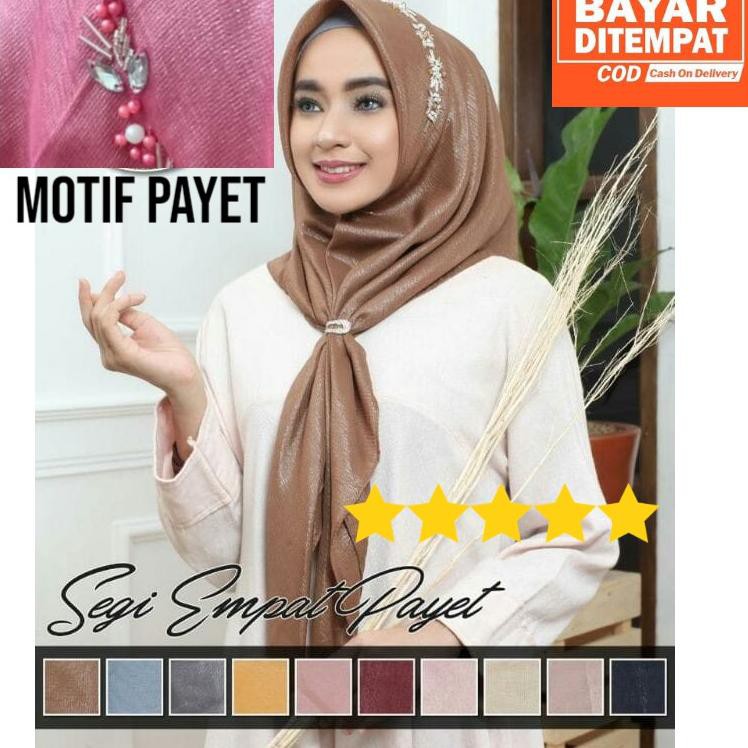 Terkini KDBSZ [Pilih WARNA] GLOWING PAYET Laser Cut Ori UMAMA Hijab Segiempat LC Square Payet Mutiar