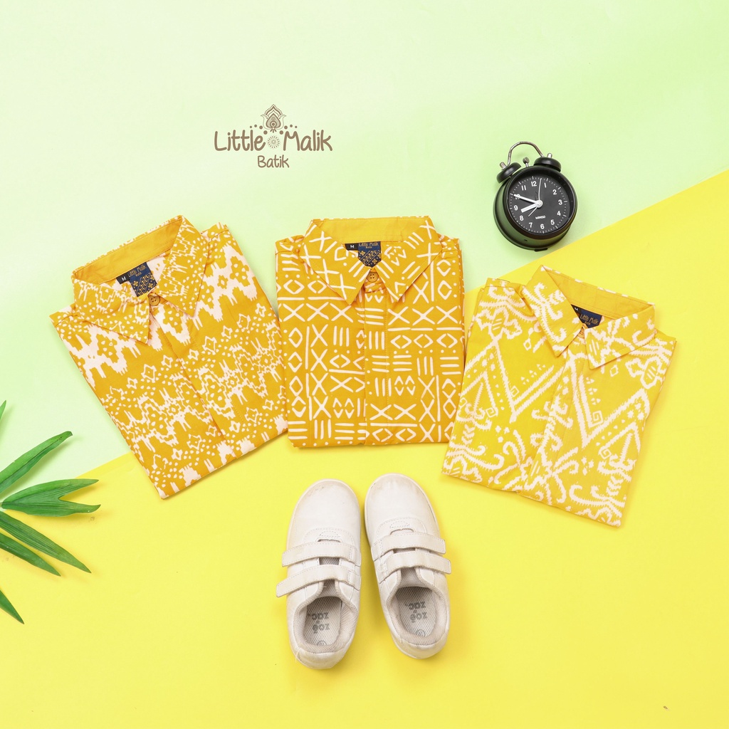 -Batik Organik- Kemeja Batik Anak Lengan Pendek By Little Malik Batik, Garutan Kuning