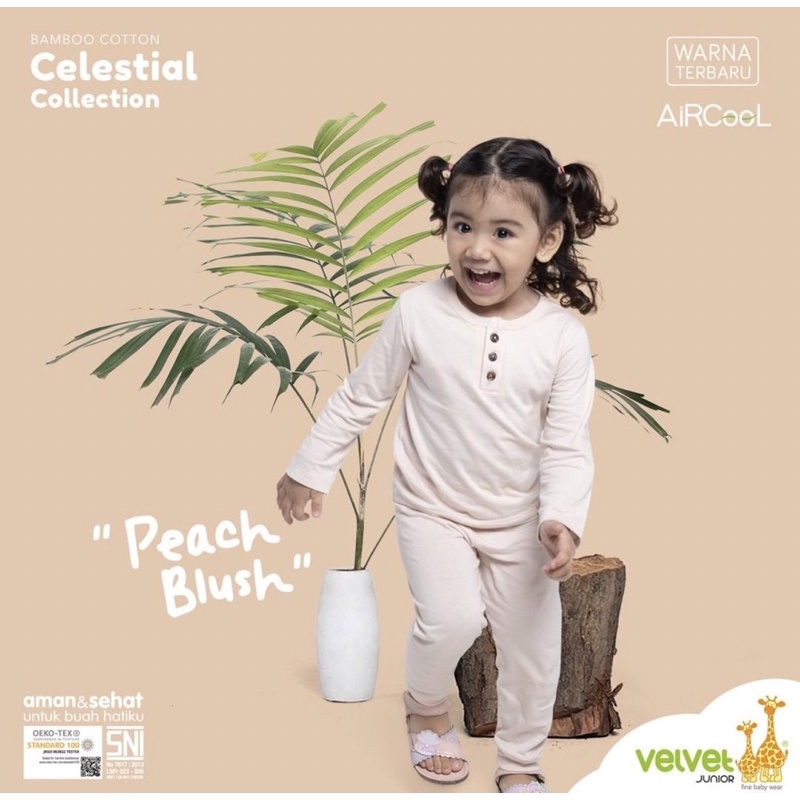 Velvet Junior AirCool Setelan Panjang Celana Panjang ( Kancing Dada ) Celestial Series - Piyama Anak