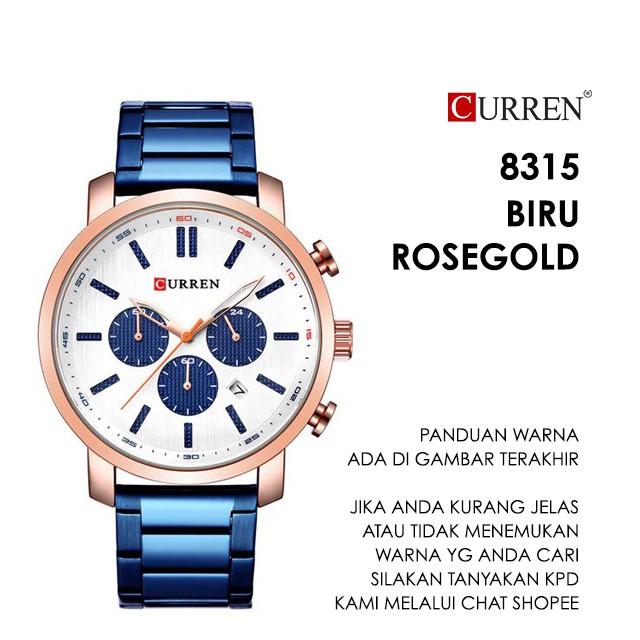 CURREN 8315 Jam Tangan Pria Analog Stainless Steel Chronograph Aktif WATCHKITE WKOS