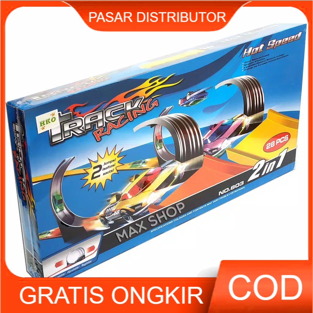 Track Racing Mainan Anak Track 2 Jalur Lintasan balap Diecast Mobil mobilan hotwheel