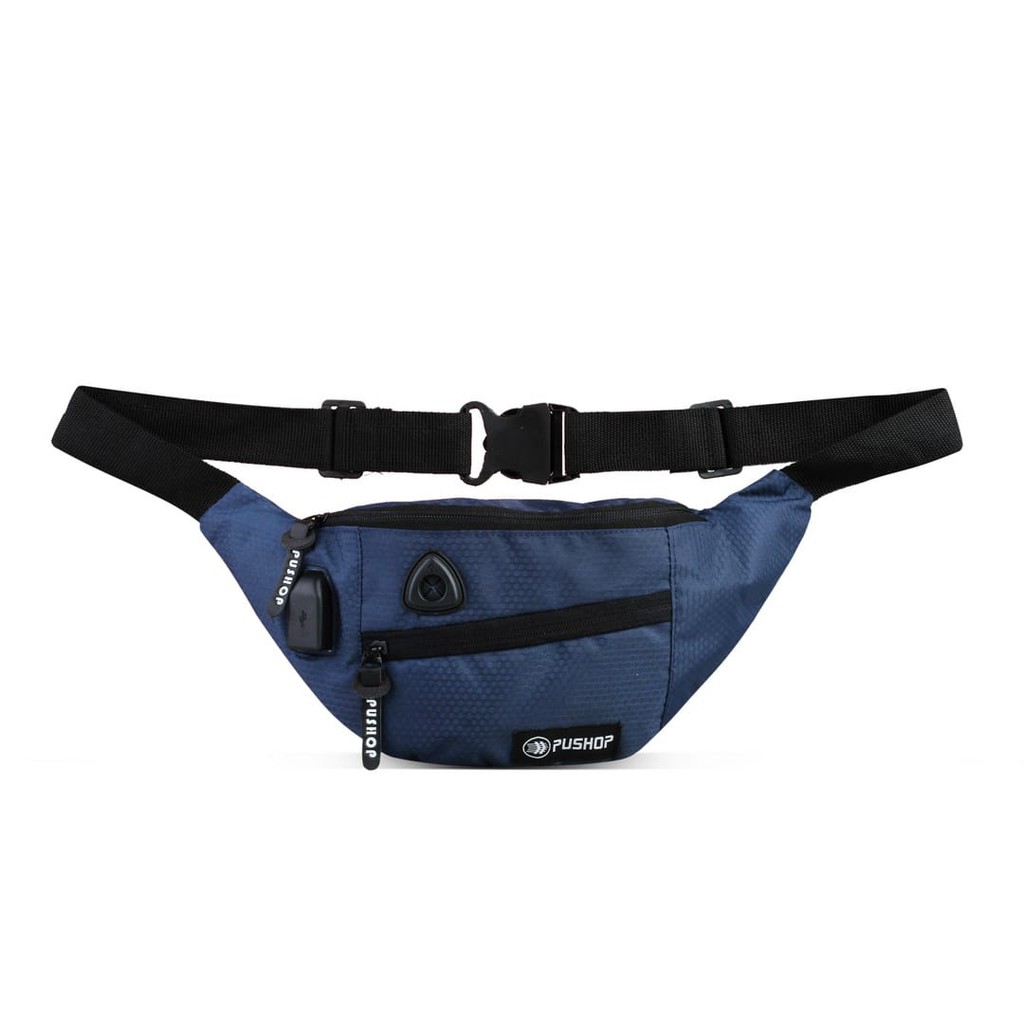 WaistBag Rijivk  USB Waterproof Premium Murah Berkualitas PUSHOP AUTHENTIC