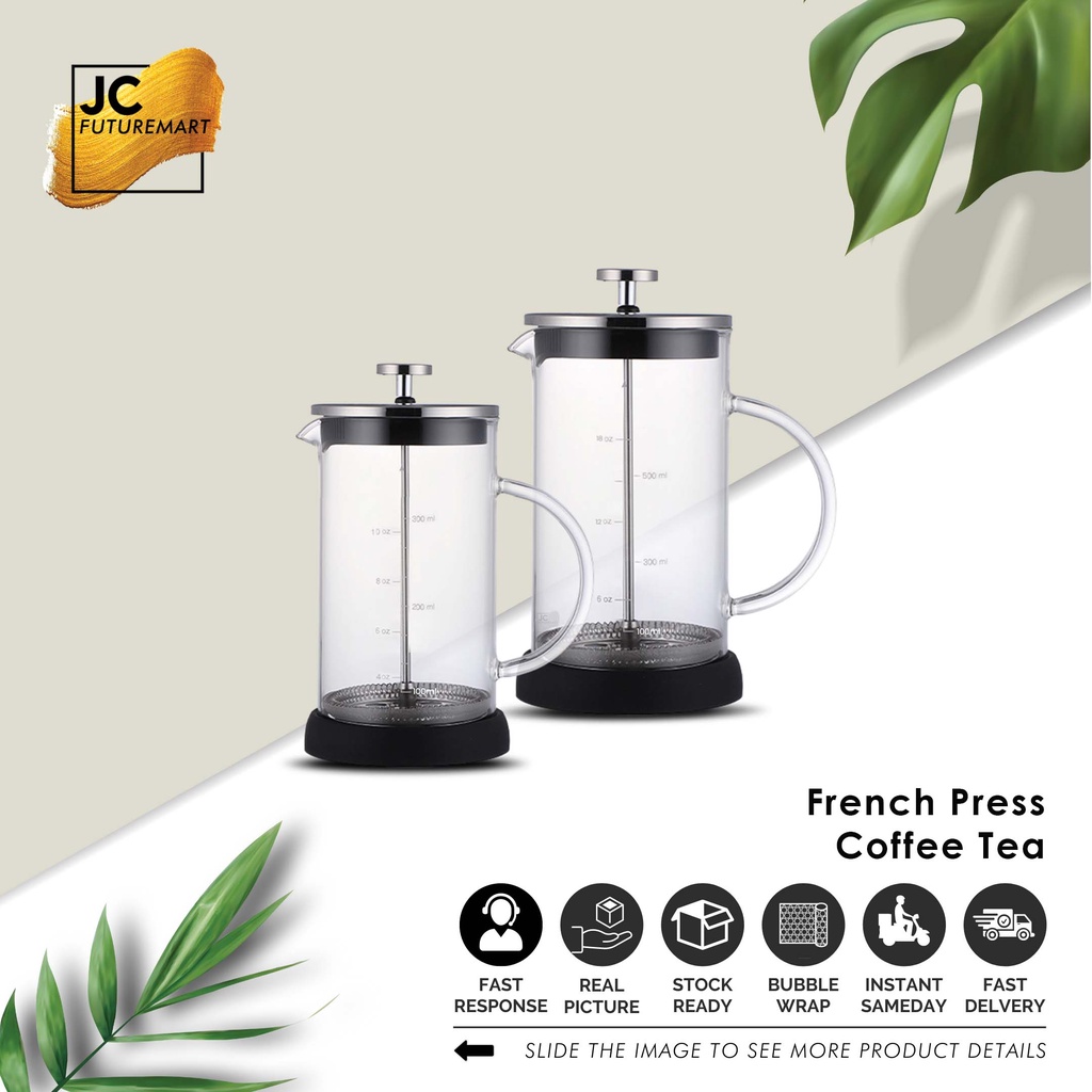 FRENCH PRESS KOPI TEH 350ml dan 600ml BAHAN KACA | COFFEE OR TEA MAKER