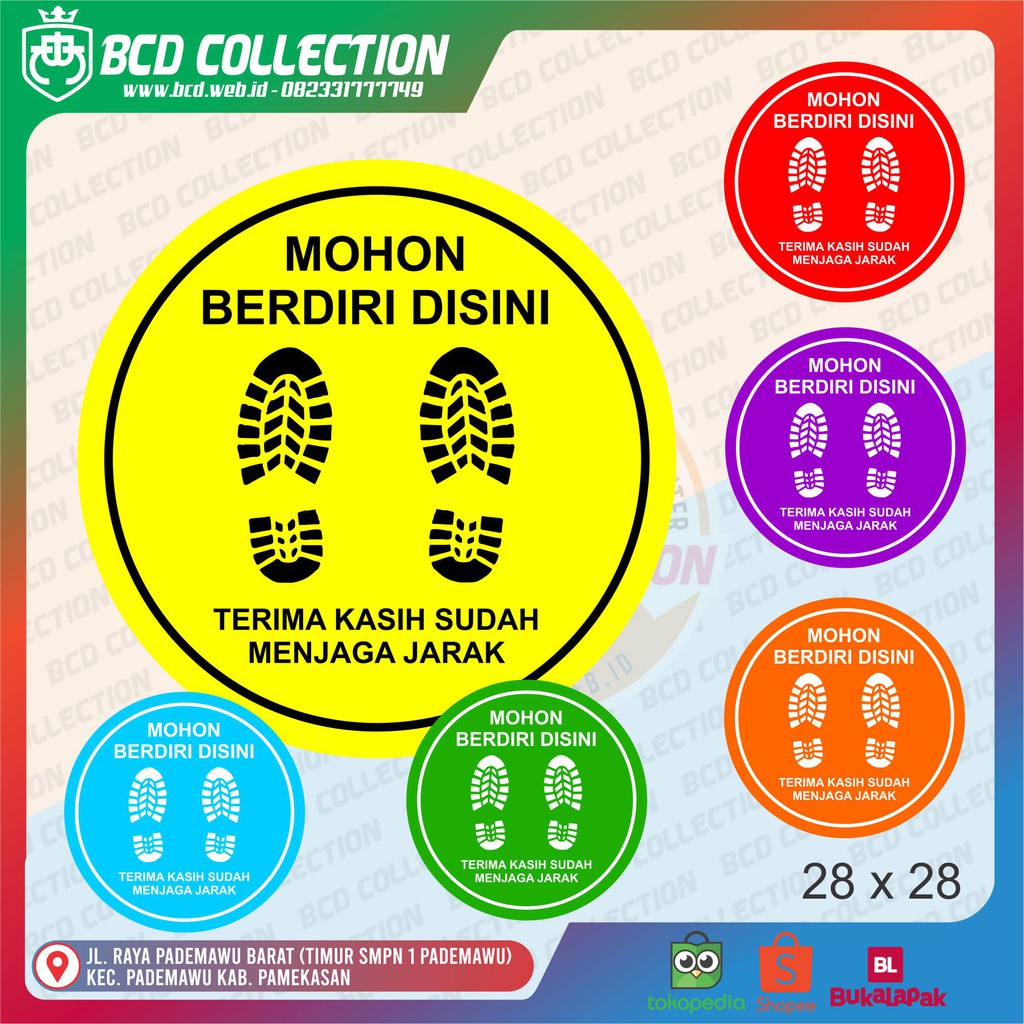 [BCD] STIKER JAGA JARAK STIKER SOCIAL DISTANCING STICKER LANTAI JAGA JARAK