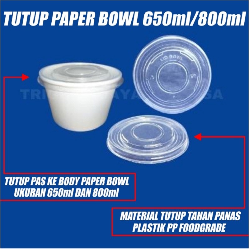 Tutup Paper Bowl 650ml n 800ml Per Dus 500pcs Hanya Lid Tutup Mangkok Kertas Surabaya