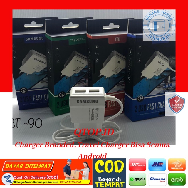 Travel Charger Branded 2 USB + Kabel 3,5A Oppo,Xiaomi,Samsung,Vivo