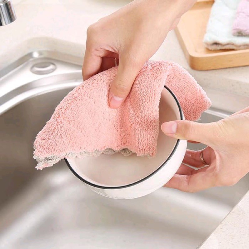 `ღ´ PHINKL `ღ´ Kain lap piring serbet dapur microfiber serap air tangan lembut