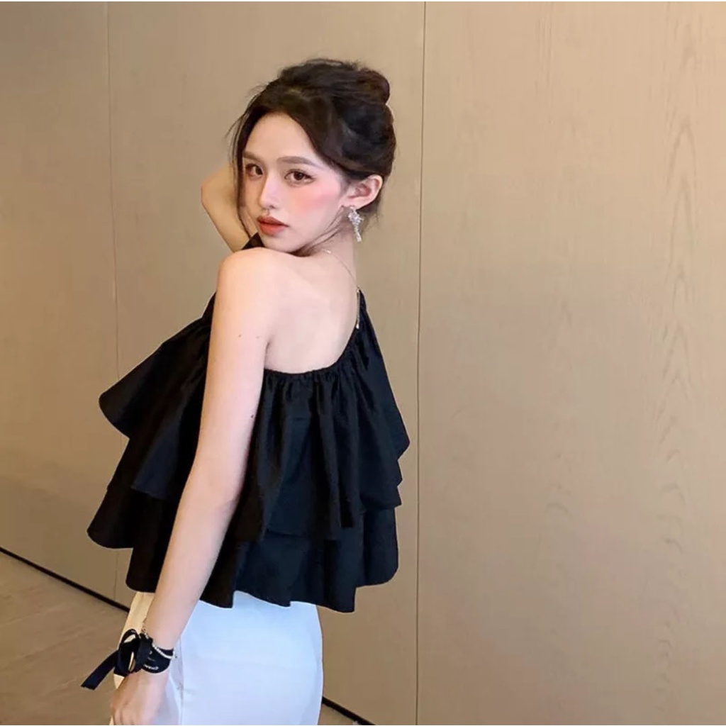 Atasan wanita one shoulder outfit korean style 897