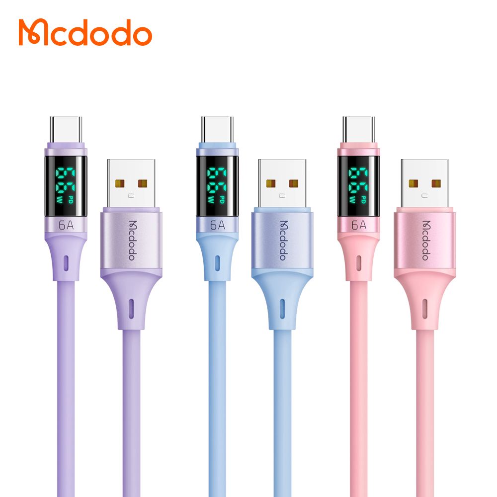 MCDODO CA-192 Kabel Data USB Type C 6A Dgital Display Cable Silicone Gel 66W - 1.2m