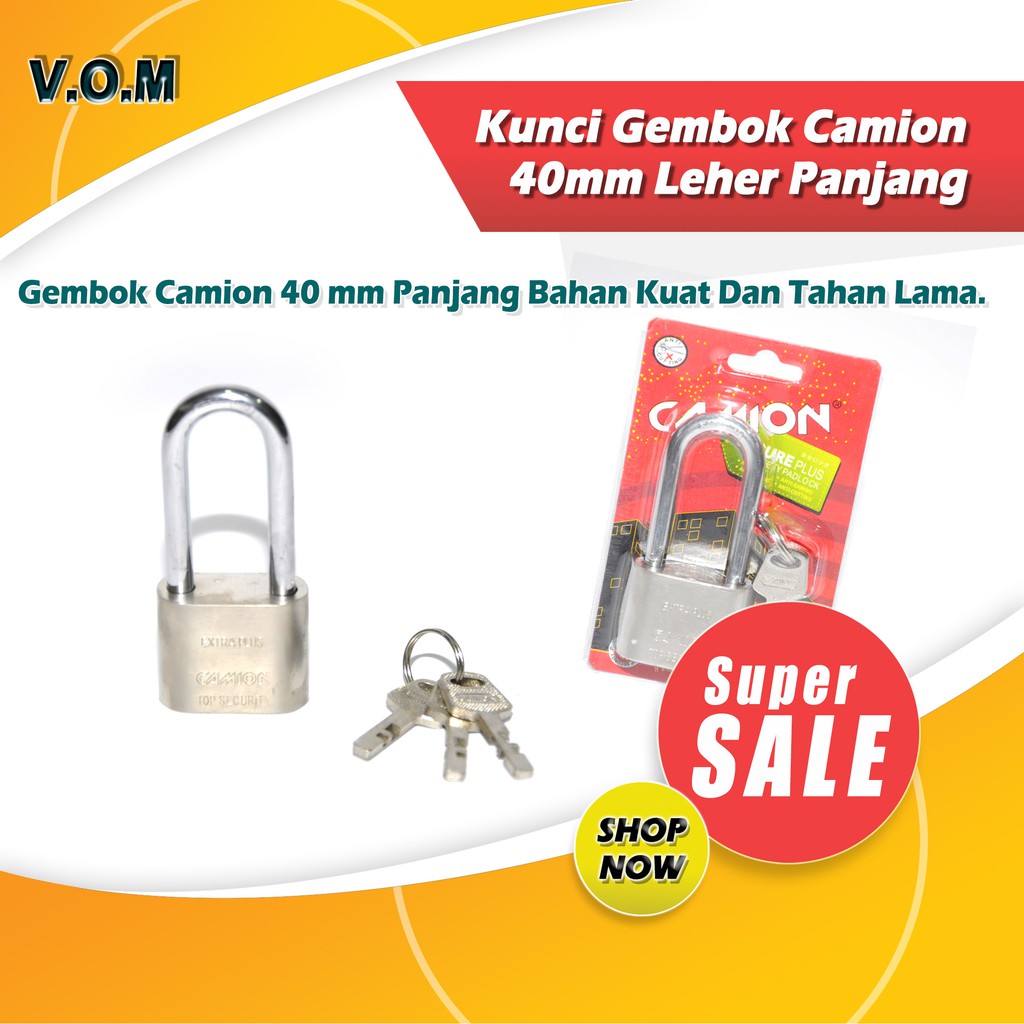 VOM-PANJANG 40 mm Kunci Gembok Camion - Gembok 40mm Leher Panjang 0541