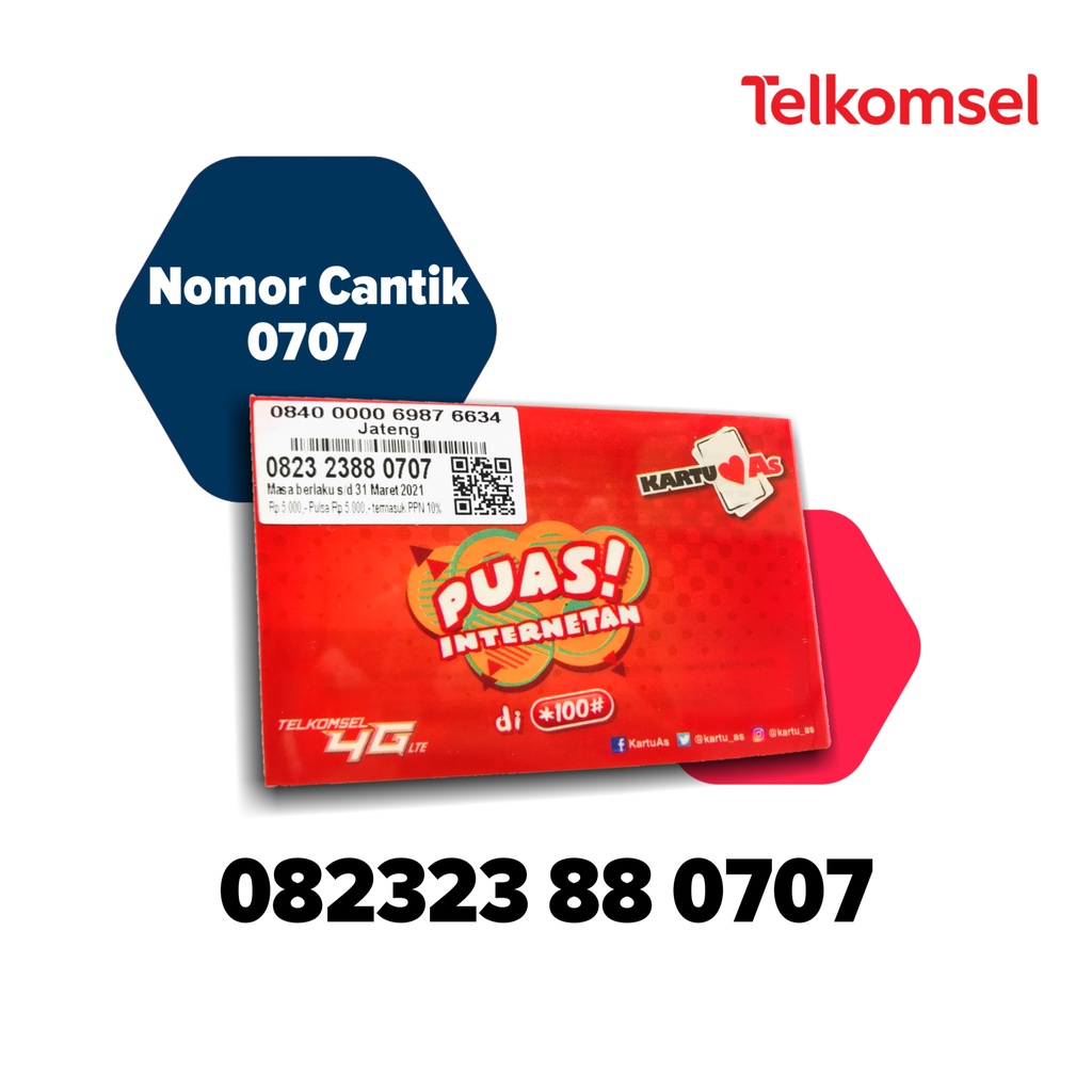 Nomor Cantik Telkomsel Kartu As Seri 2323 88 0707 Minimalis