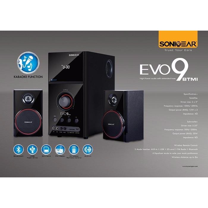 SONIC GEAR SPEAKER 2 1 EVO 9 BTMI 54W SONICGEAR RADIO SD BT N39