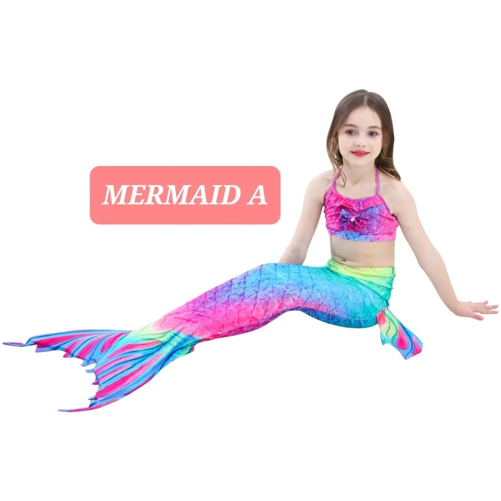 BAJU RENANG MERMAID SWIMMING SUIT BAJU DUYUNG KOSTUM ARIEL IMPORT PAKAIAN RENANG ANAK PRINCESS