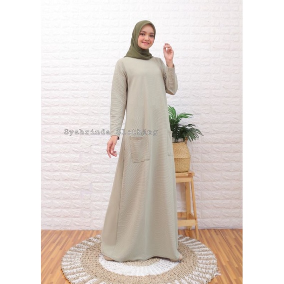 Gamis Polos Panjang Wanita Premium Basic Daily Long Dress Knitt Leopard Jescourt Collection