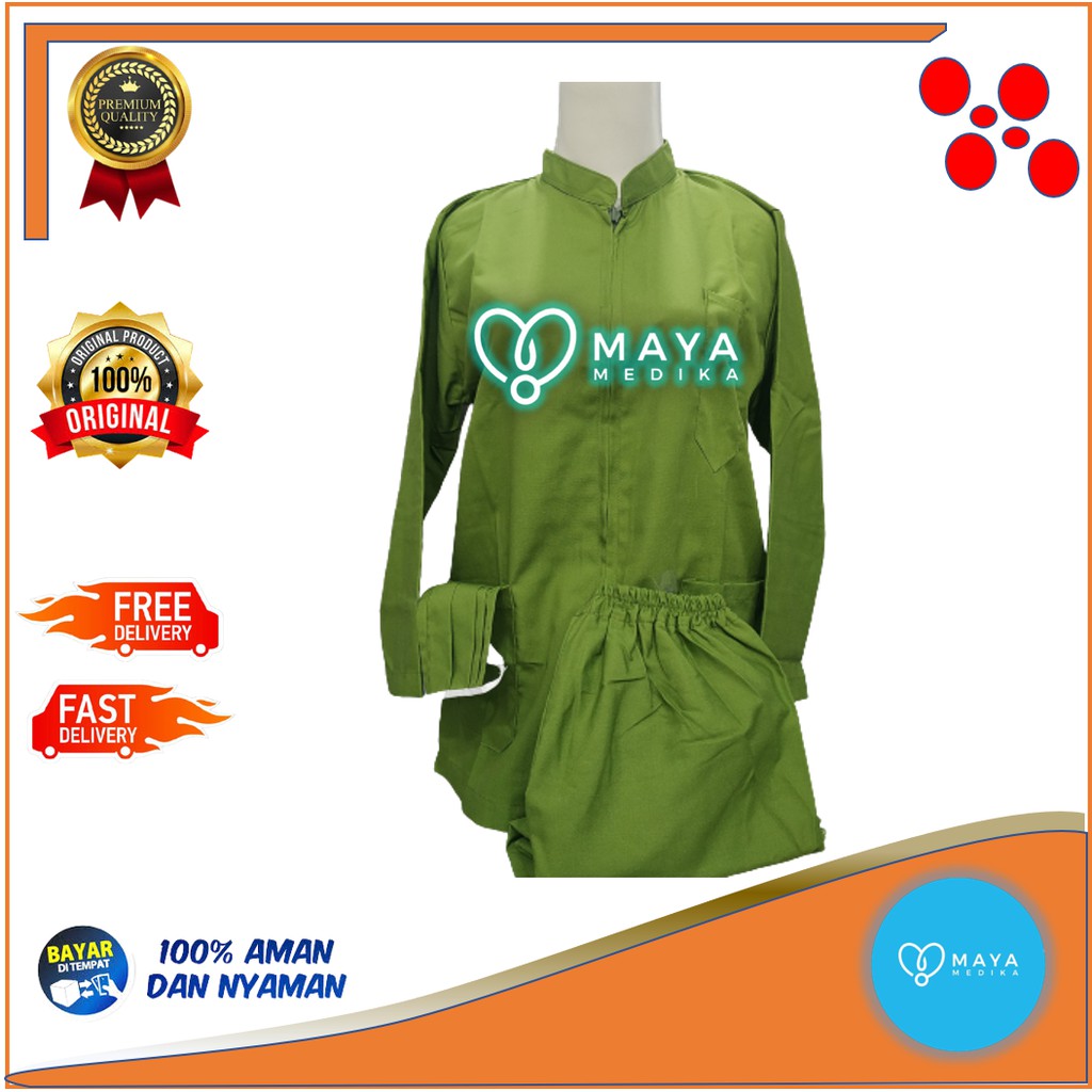 Baju OK / Hijau Army / Lengan Panjang / Baju Rest / Celana Karet