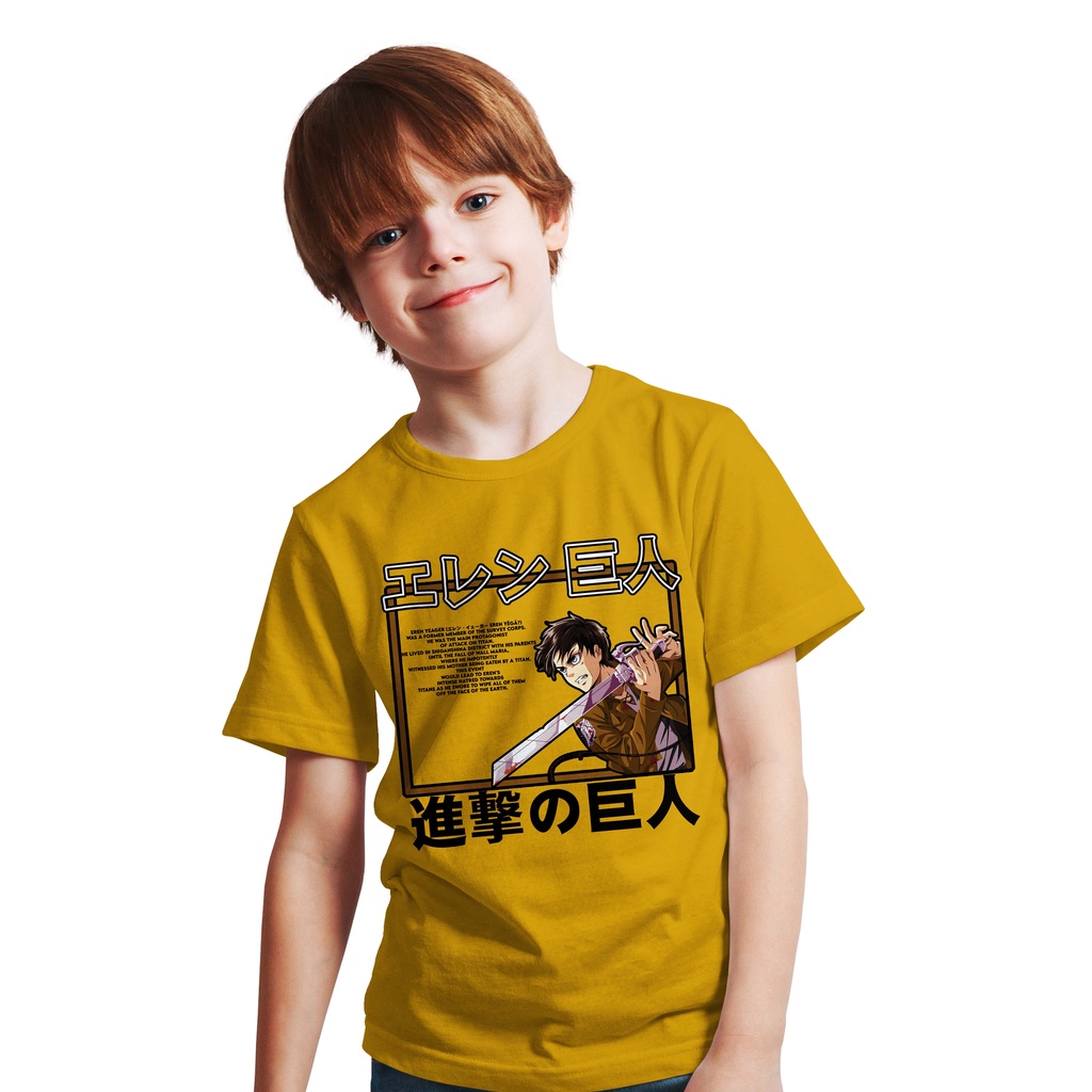 KAOS DISTRO ANAK ANIME SWORD EREN YEAGER / BAJU KIDS ANIME SNK AOT