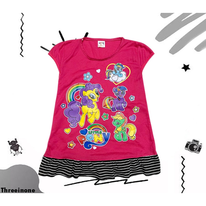 Threeinone-Daster anak katun/Dress pony/Dress pink