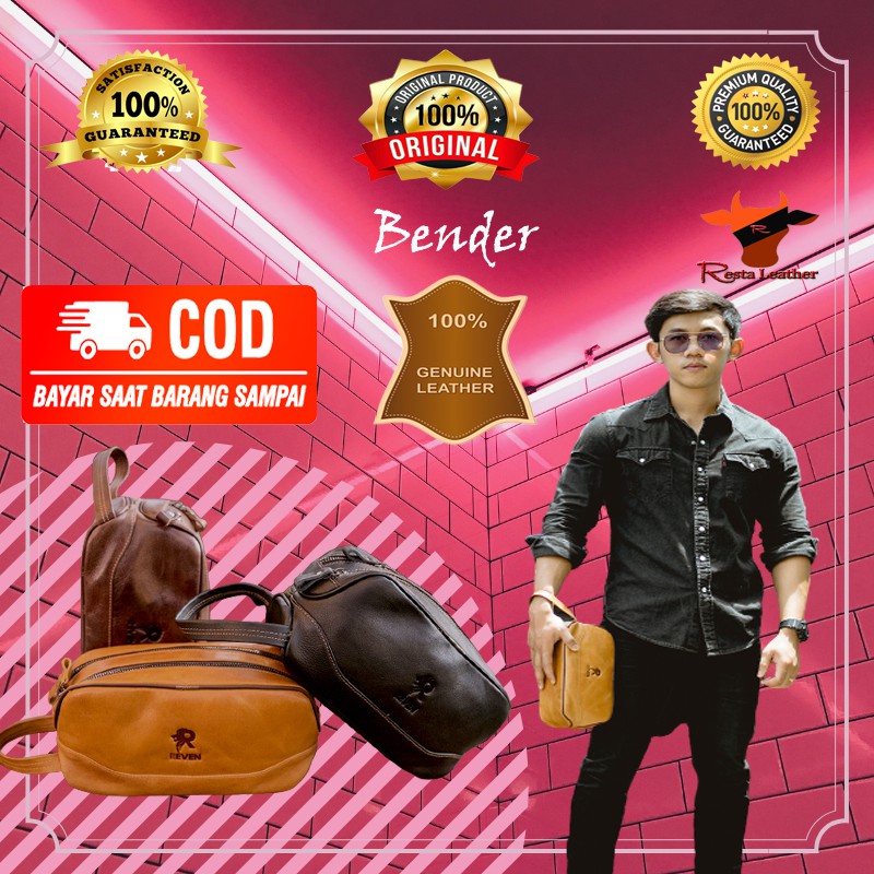 Tas tangan Kulit asli pouch hand clutch pria kulit asli branded original Premium BENDER BAG